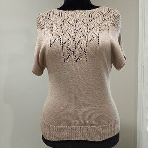 ADELE JOYCE FAWN KNIT SHORT SLEEVE TOP WOMEN SIZE MEDIUM